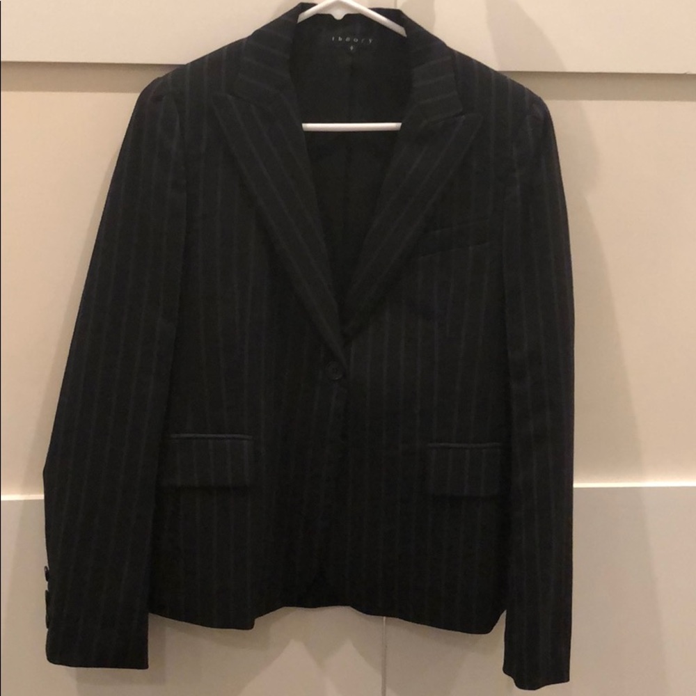 Theory Navy Pinstripe Blazer Size Small